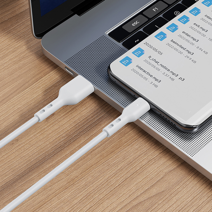 Καλώδιο Δεδομένων και Φόρτισης USB-A - USB-C BWOO X172C, 60W, 1m, Λευκό