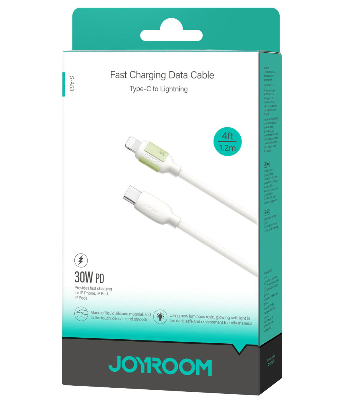 Καλώδιο Δεδομένων και Φόρτισης USB-C - Lightning Joyroom S-A53, 30W, 1.2m, Μπεζ