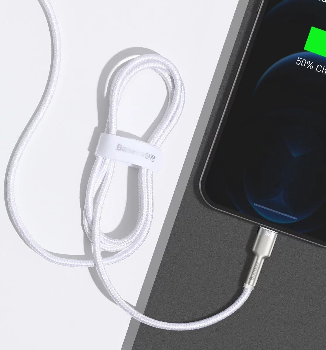 Καλώδιο Δεδομένων και Φόρτισης USB-C - Lightning Baseus Cafule Metal Series, 20W, 2m, Λευκό CATLJK-B02