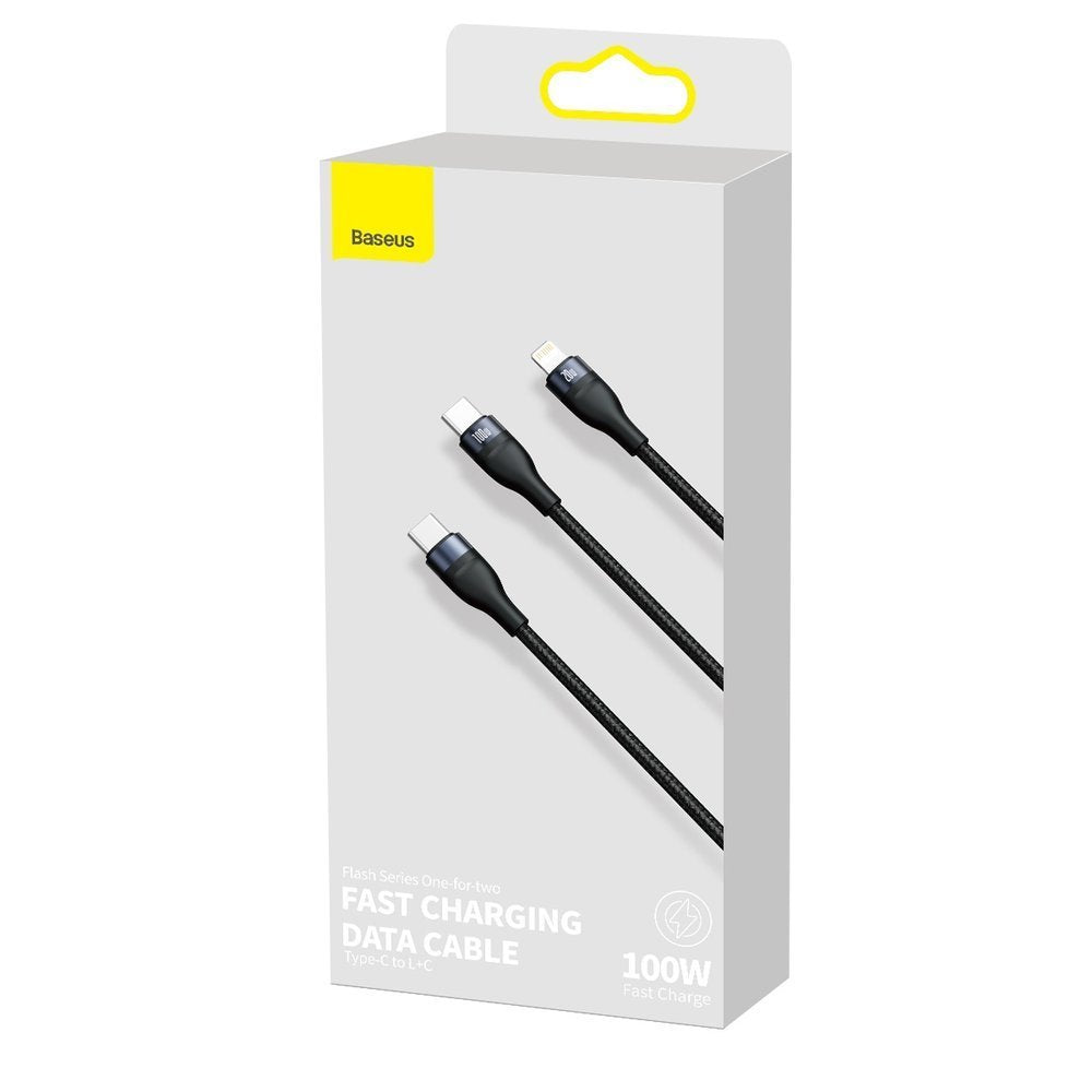 Καλώδιο Δεδομένων και Φόρτισης USB-C - Lightning / USB-C Baseus Flash Series 2in1, 100W, 1.2m, Μαύρο CA1T2-F01