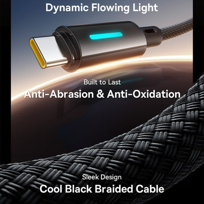 Καλώδιο Δεδομένων και Φόρτισης USB-A - USB-C Baseus Lit Button Control, 100W, 2m, Μαύρο P10379002121-01