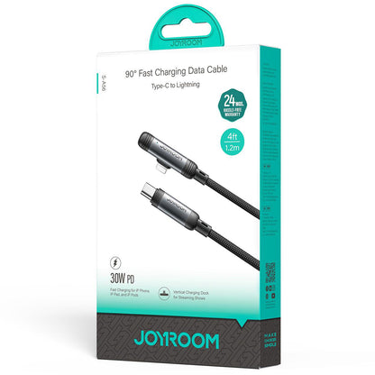 Καλώδιο Δεδομένων και Φόρτισης USB-C - Lightning Joyroom S-A56 EnjoyX Angled, 30W, 1.2m, Μαύρο