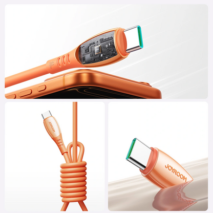 Καλώδιο Δεδομένων και Φόρτισης USB-C - USB-C Joyroom S-A59 Vibrant, 60W, 1.2m, Πορτοκαλί