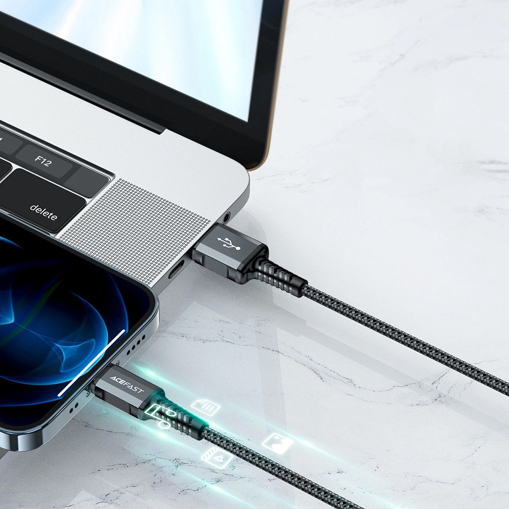 Καλώδιο Δεδομένων και Φόρτισης USB-A - Lightning Acefast C1-02, 18W, 1.2m, Μαύρο