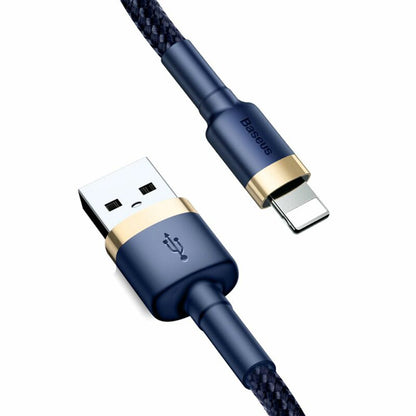Καλώδιο Δεδομένων και Φόρτισης USB-A - Lightning Baseus Cafule, 18W, 1m, Μπλε Χρυσό CALKLF-BV3