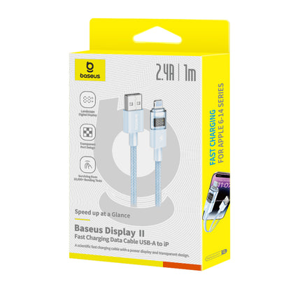 USB-A to Lightning Data and Charging Cable Baseus Display 2, 12W, 1m, Blue P10382700311-00