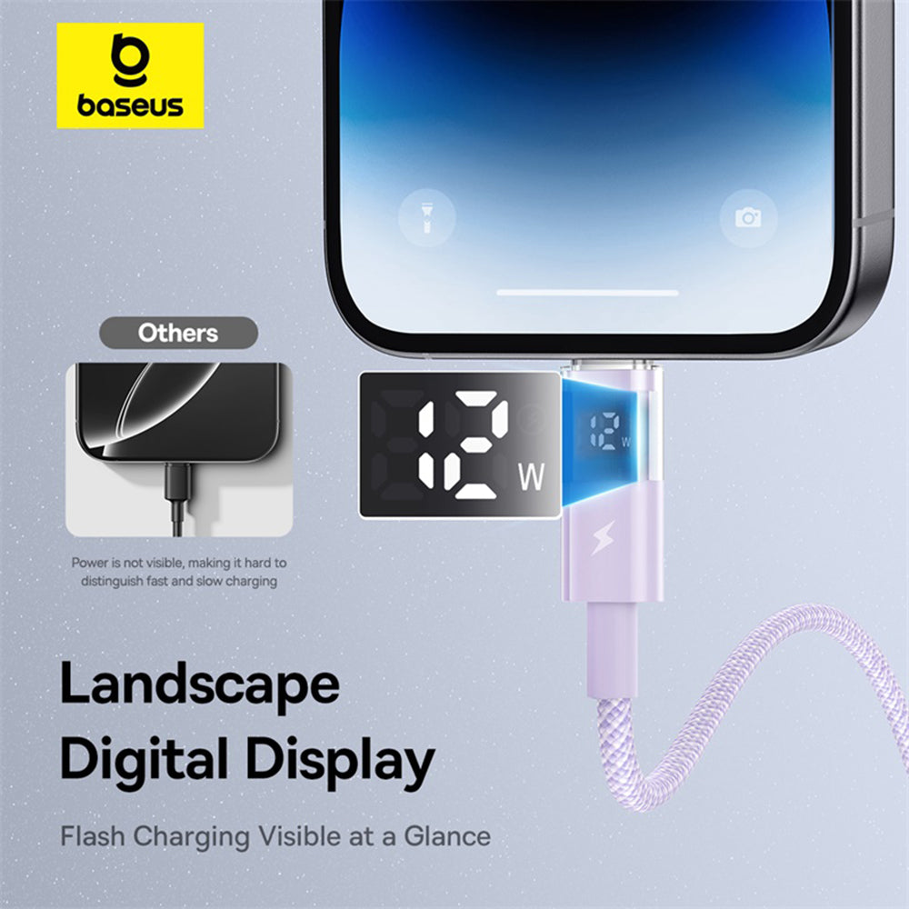 Καλώδιο Δεδομένων και Φόρτισης USB-A - Lightning Baseus Display 2, 12W, 1m, Μωβ P10382700511-00
