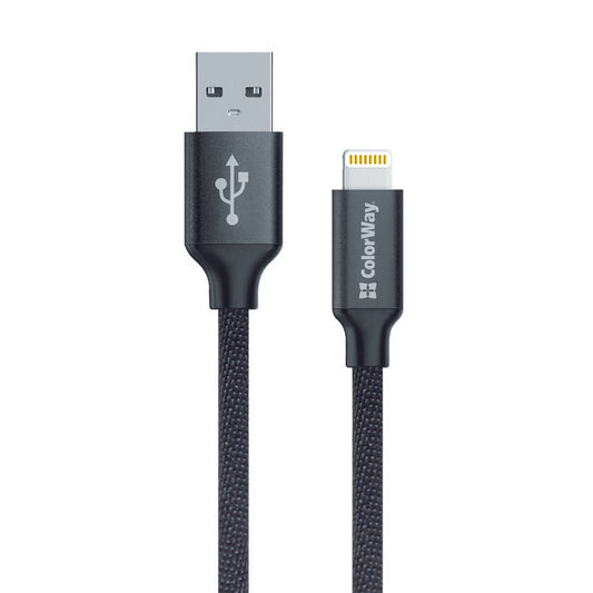 Καλώδιο Δεδομένων και Φόρτισης USB-A - Lightning ColorWay CW-CBUL004, 18W, 1m, Μαύρο