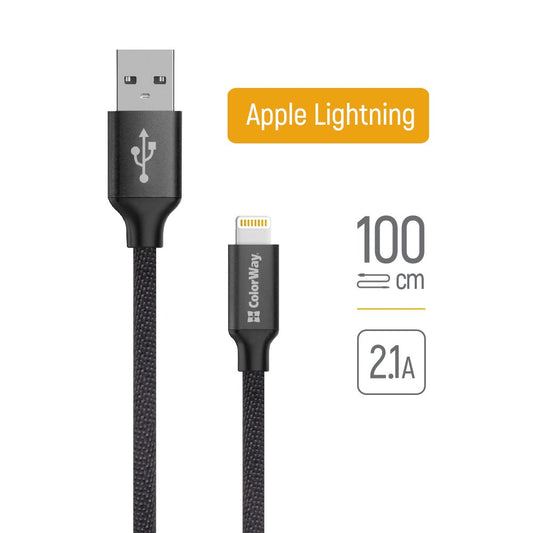 Καλώδιο Δεδομένων και Φόρτισης USB-A - Lightning ColorWay CW-CBUL004, 18W, 1m, Μαύρο