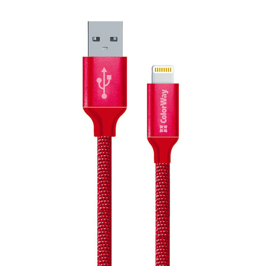 Καλώδιο Δεδομένων και Φόρτισης USB-A - Lightning ColorWay CW-CBUL004, 18W, 1m, Κόκκινο