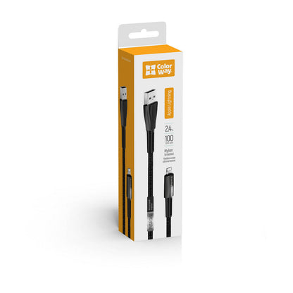 USB-A to Lightning Data and Charging Cable ColorWay CW-CBUL035, 18W, 1m, Black