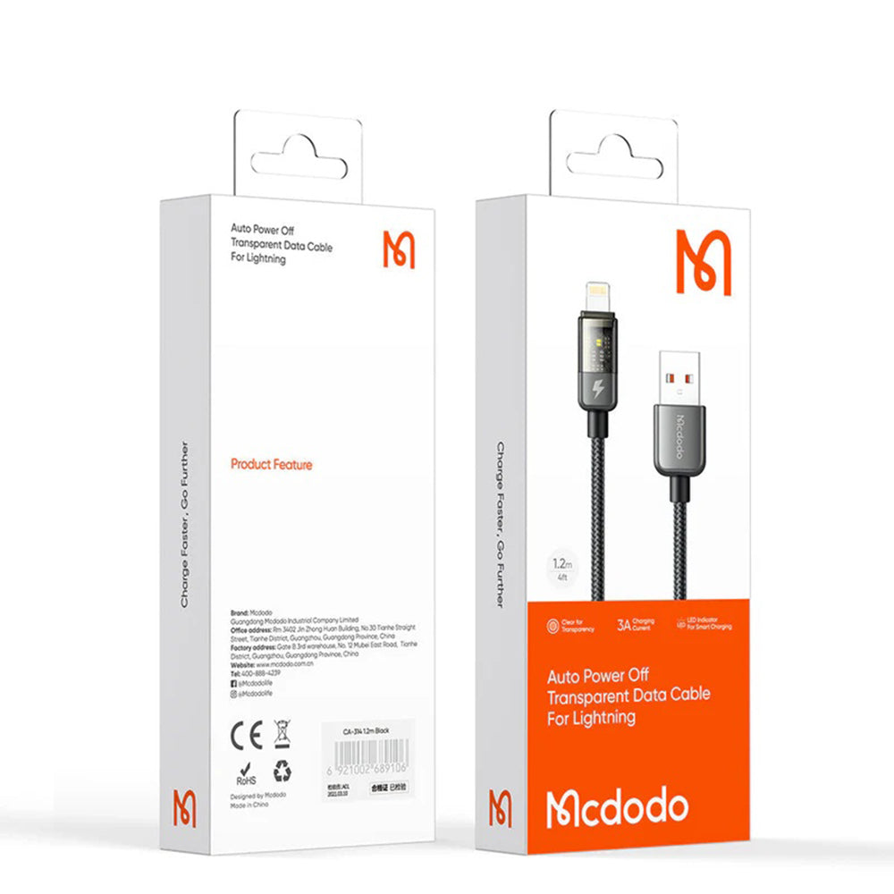 Καλώδιο Δεδομένων και Φόρτισης USB-A - Lightning McDodo CA-3140 Auto Power Off, 18W, 1.2m, Μαύρο