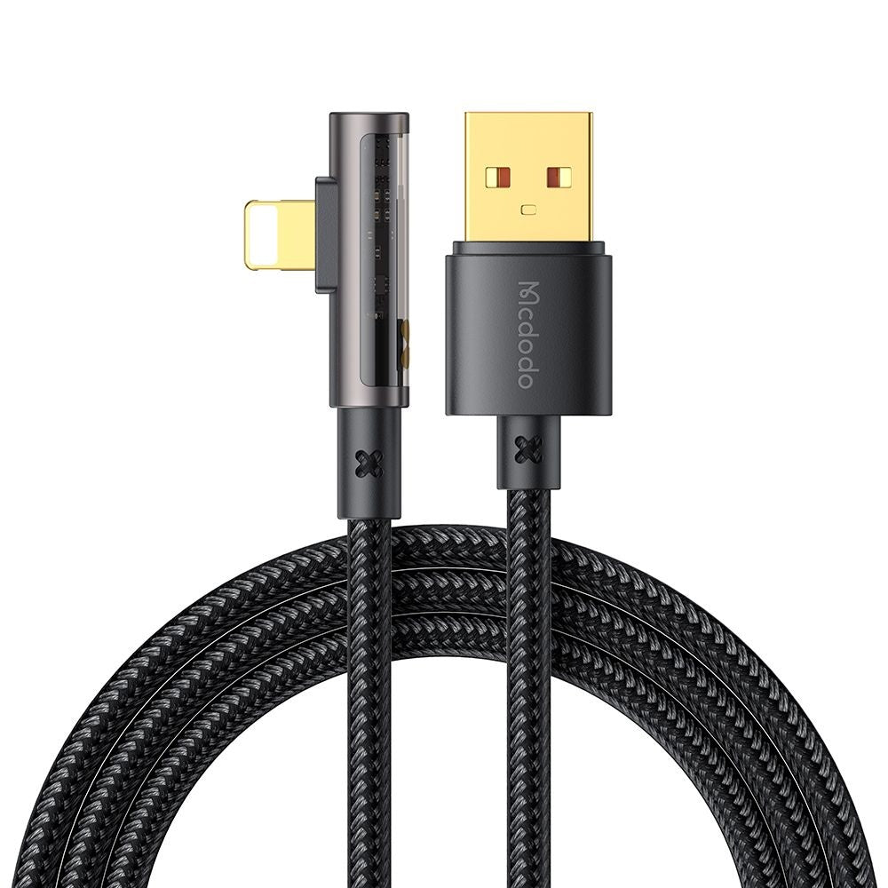 USB-A to Lightning McDodo CA-3510 Angled Data and Charging Cable, 18W, 1.2m, Black