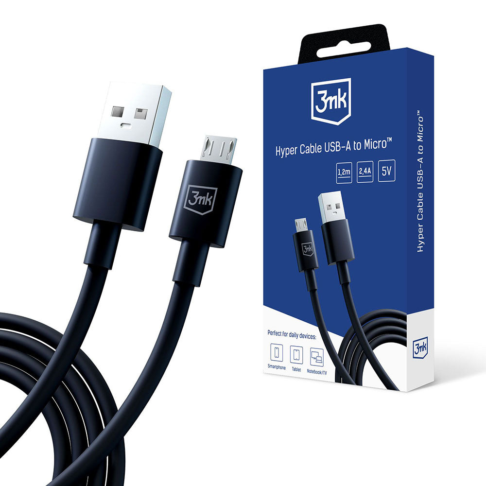 Καλώδιο Δεδομένων και Φόρτισης USB-A - microUSB 3MK Hyper, 18W, 1.2m, Μαύρο
