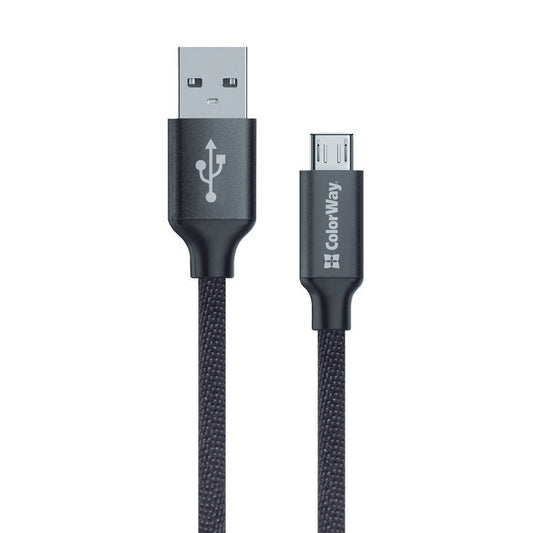 Καλώδιο Δεδομένων και Φόρτισης USB-A - microUSB ColorWay CW-CBUM002, 18W, 1m, Μαύρο