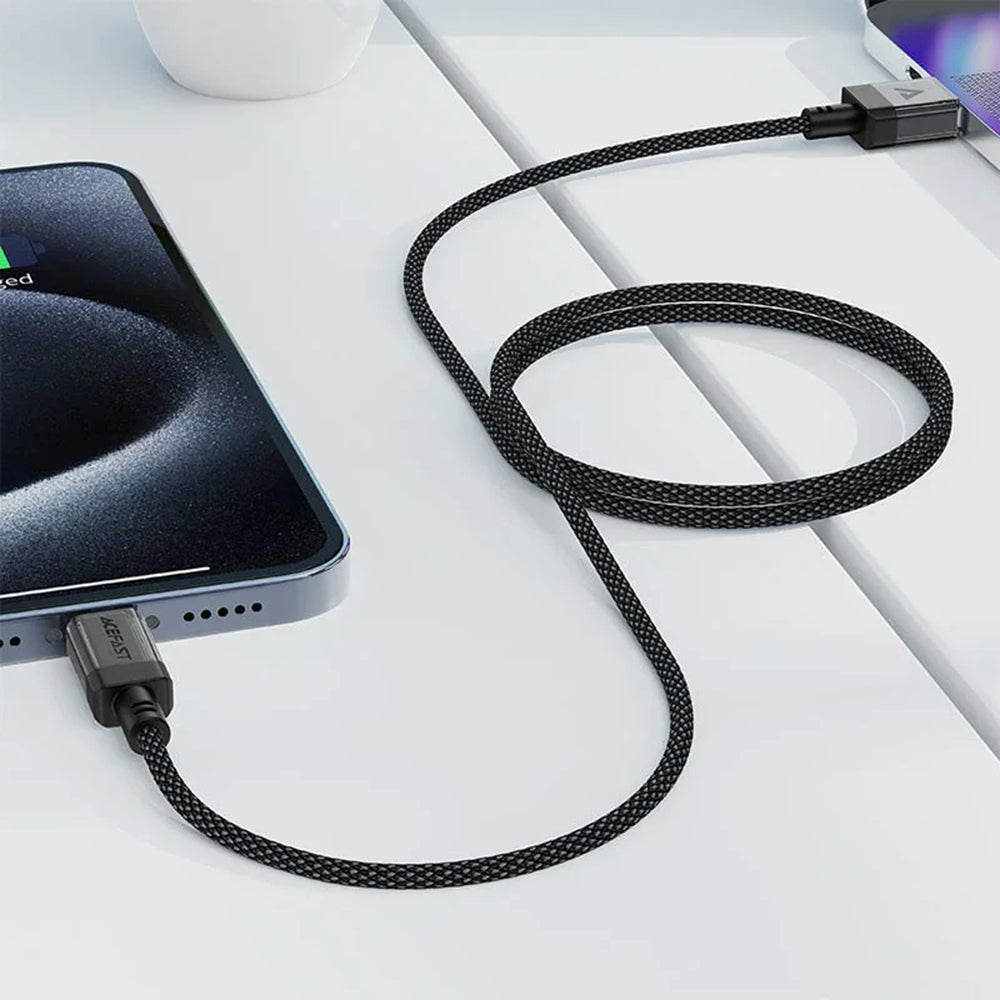 USB-A to USB-C Data and Charging Cable Acefast C12-04, 18W, 1.2m, Black