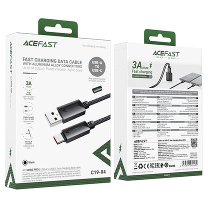 Καλώδιο Δεδομένων και Φόρτισης USB-A - USB-C Acefast C19-04, 18W, 1.2m, Μαύρο
