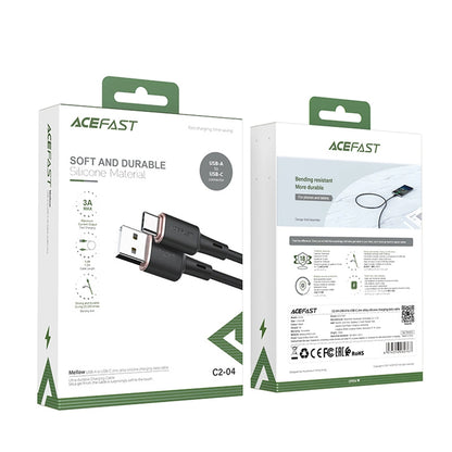 USB-A to USB-C Data and Charging Cable Acefast C2-04, 18W, 1.2m, Black