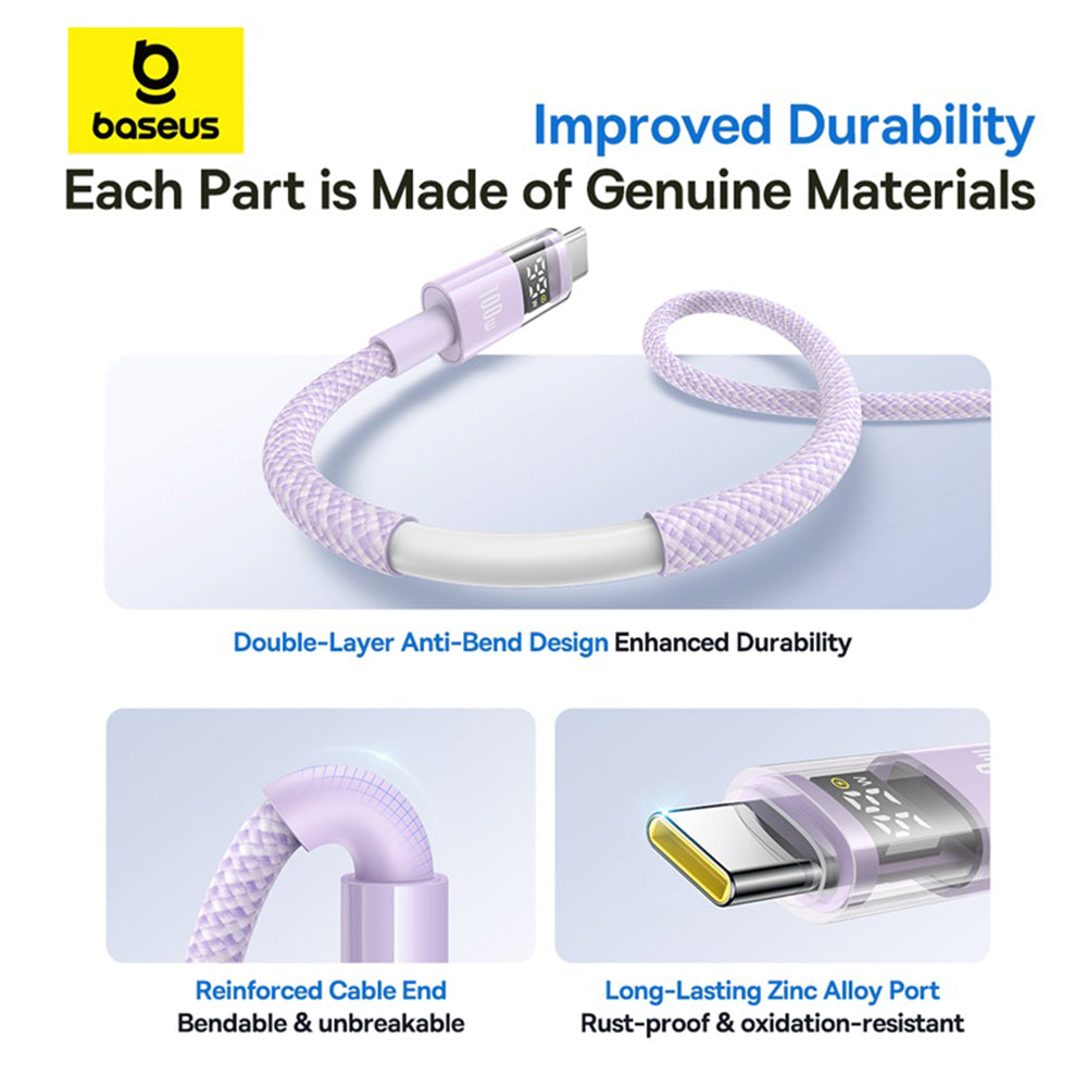 Καλώδιο Δεδομένων και Φόρτισης USB-A - USB-C Baseus Display 2, 100W, 1m, Μωβ P10382701511-00