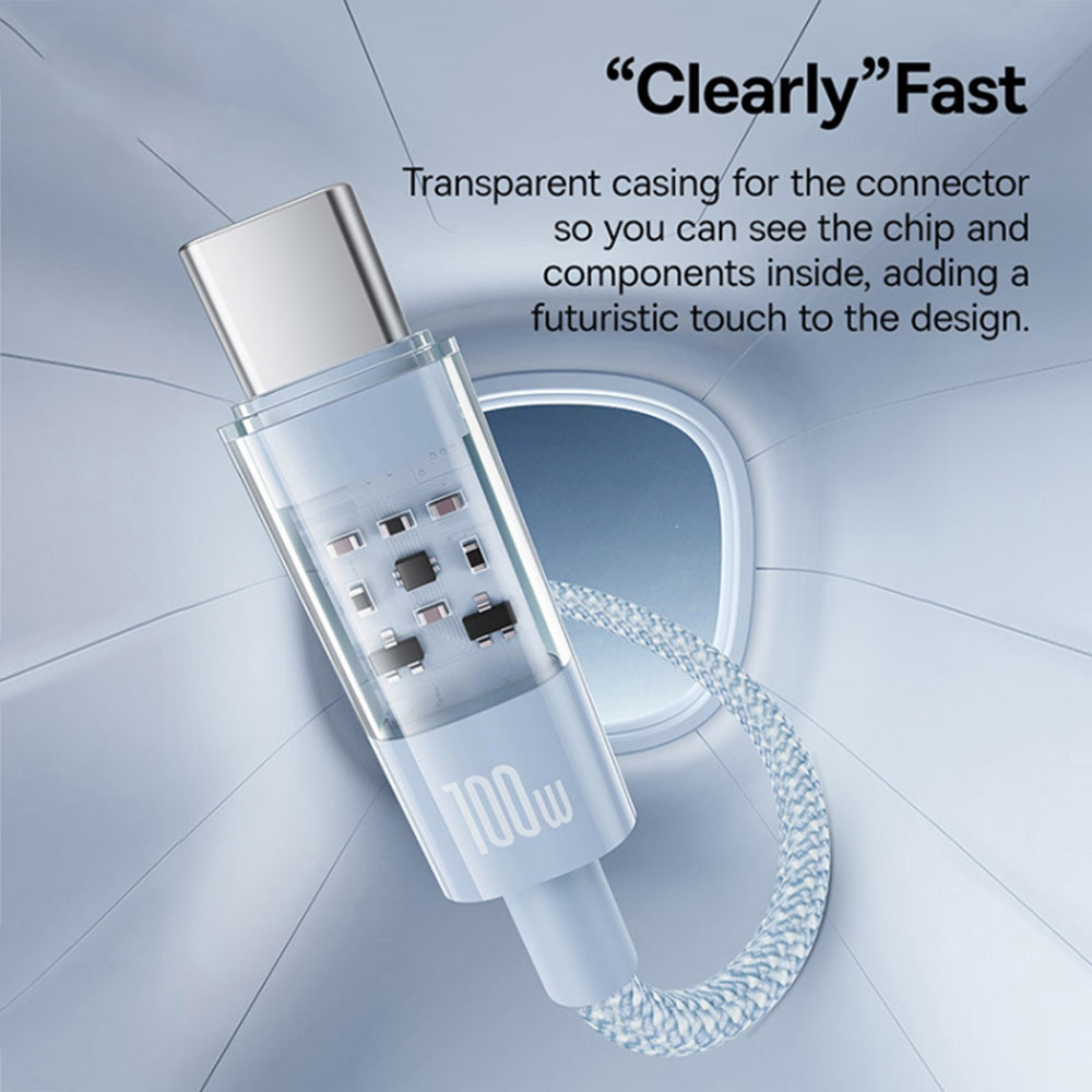 Καλώδιο Δεδομένων και Φόρτισης USB-A - USB-C Baseus Gem, 100W, 1m, Μπλε P10373002311-00