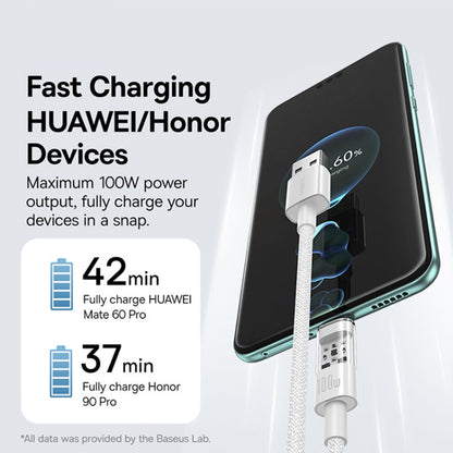 Καλώδιο Δεδομένων και Φόρτισης USB-A - USB-C Baseus Gem, 100W, 2m, Λευκό P10373002211-01