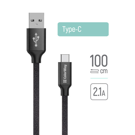 Καλώδιο Δεδομένων και Φόρτισης USB-A - USB-C ColorWay CW-CBUC003, 18W, 1m, Μαύρο