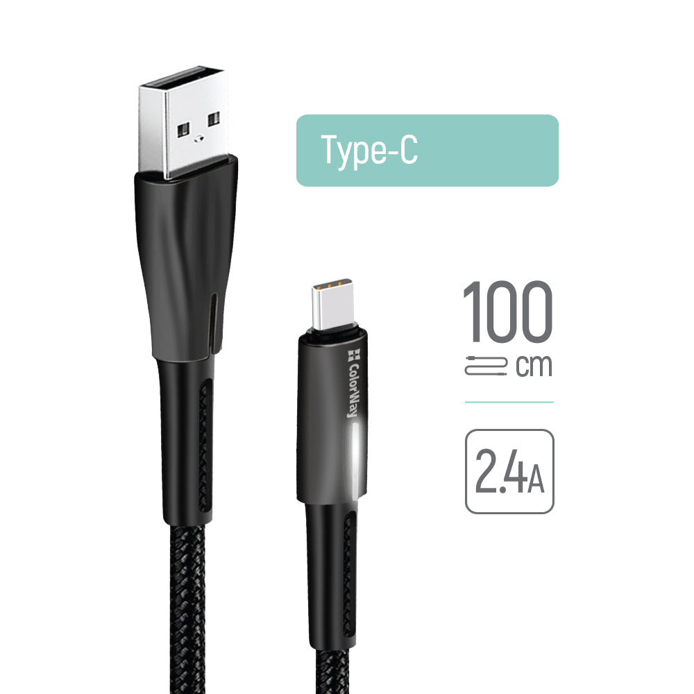 Καλώδιο Δεδομένων και Φόρτισης USB-A - USB-C ColorWay CW-CBUC035, 18W, 1m, Μαύρο