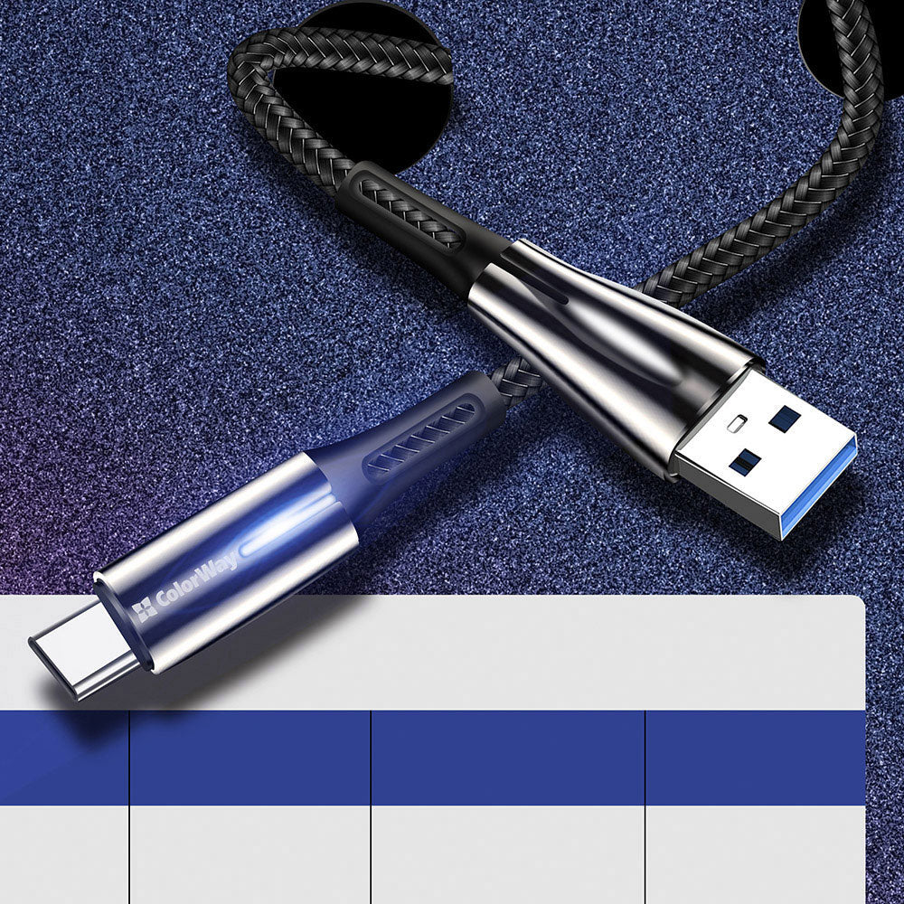 Καλώδιο Δεδομένων και Φόρτισης USB-A - USB-C ColorWay CW-CBUC035, 18W, 1m, Μαύρο