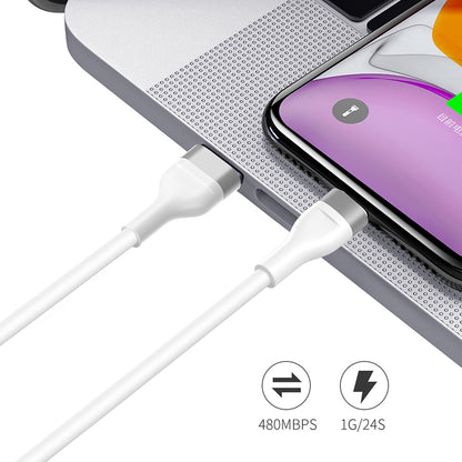 USB-A to USB-C Data and Charging Cable Lito LD02C, 18W, 1.2m, White