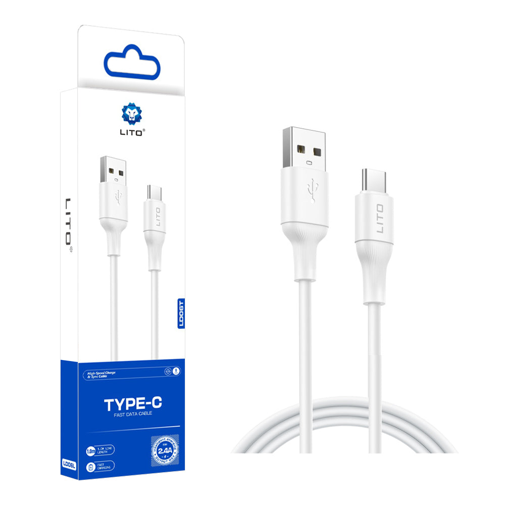 Καλώδιο Δεδομένων και Φόρτισης USB-A - USB-C Lito LD06T, 18W, 1m, Λευκό