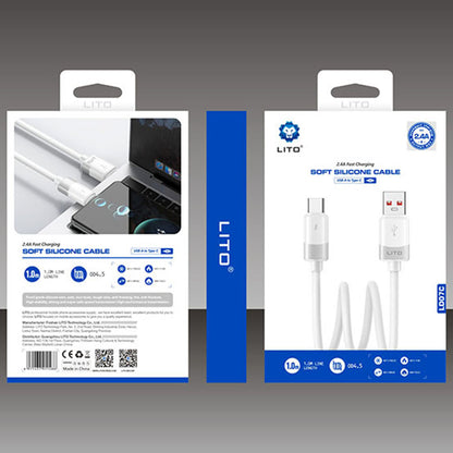 USB-A to USB-C Data and Charging Cable Lito LD07, 18W, 1m, White
