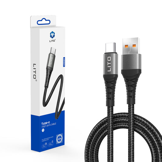 Καλώδιο Δεδομένων και Φόρτισης USB-A - USB-C Lito LD22T, 18W, 2m, Μαύρο