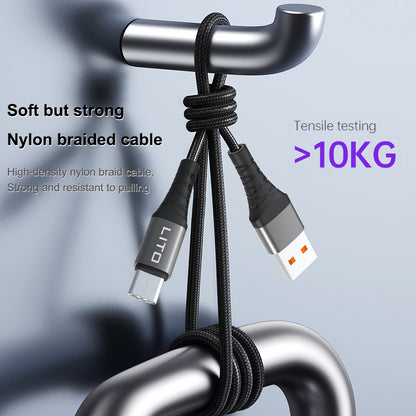 Καλώδιο Δεδομένων και Φόρτισης USB-A - USB-C Lito LD22T, 18W, 2m, Μαύρο