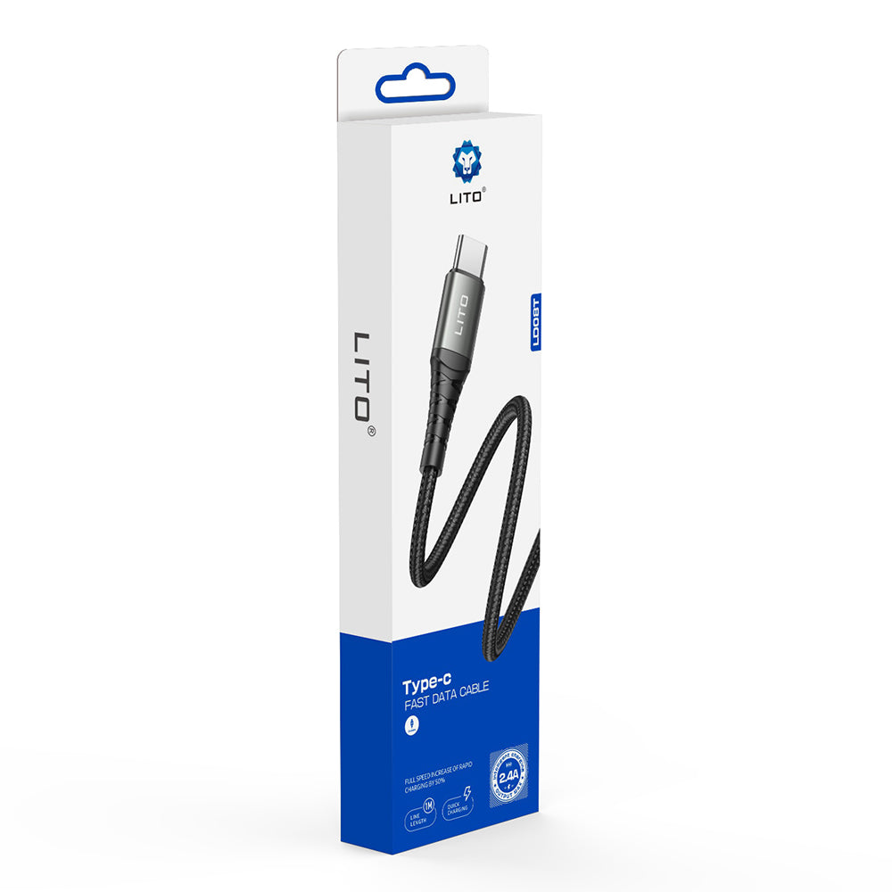 Καλώδιο Δεδομένων και Φόρτισης USB-A - USB-C Lito LD22T, 18W, 2m, Μαύρο
