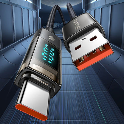Καλώδιο Δεδομένων και Φόρτισης USB-A - USB-C McDodo CA-3630 Οθόνη Αυτόματης Διακοπής Ενέργειας, 66W, 1.2m, Μαύρο