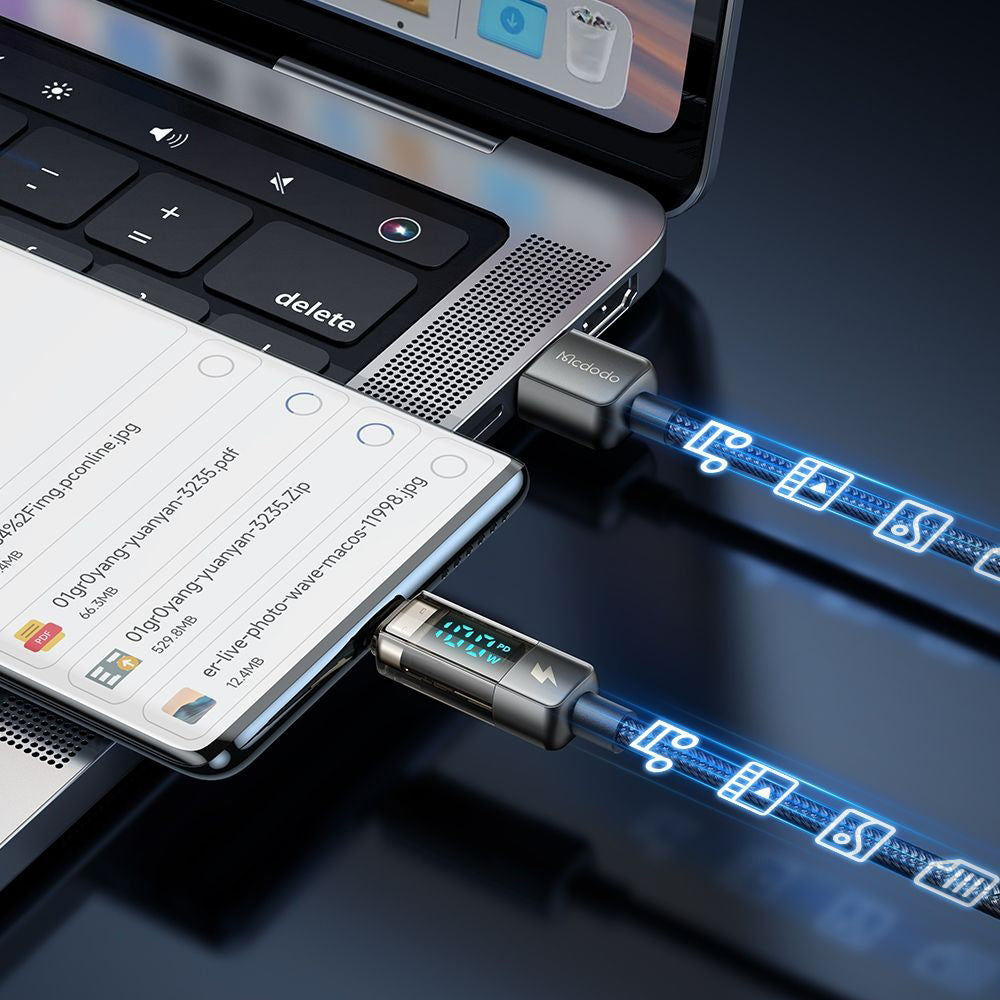 Καλώδιο Δεδομένων και Φόρτισης USB-A - USB-C McDodo CA-3630 Οθόνη Αυτόματης Διακοπής Ενέργειας, 66W, 1.2m, Μαύρο