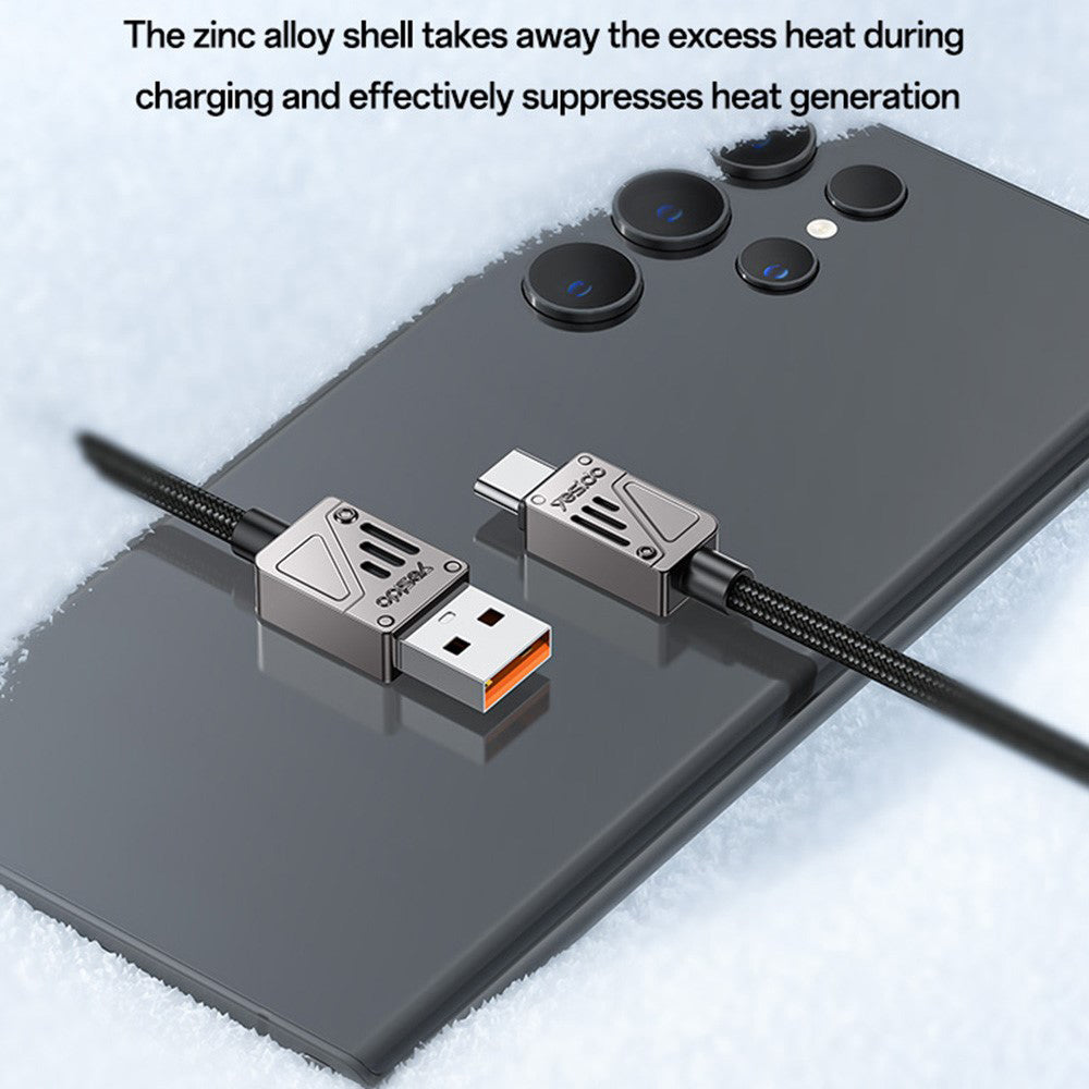 USB-A to USB-C Data and Charging Cable Yesido CA135C, 18W, 1.2m, Black