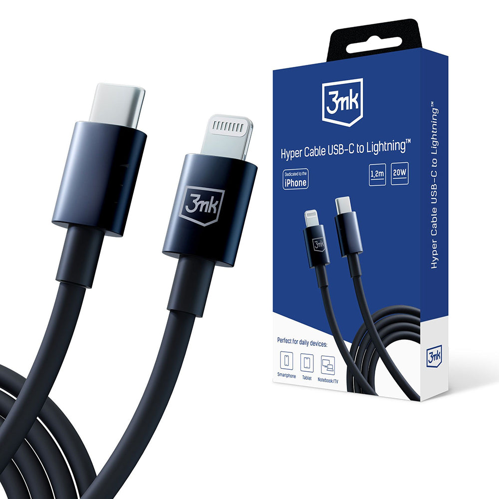 Καλώδιο Δεδομένων και Φόρτισης USB-C - Lightning 3MK Hyper, 20W, 1.2m, Μαύρο