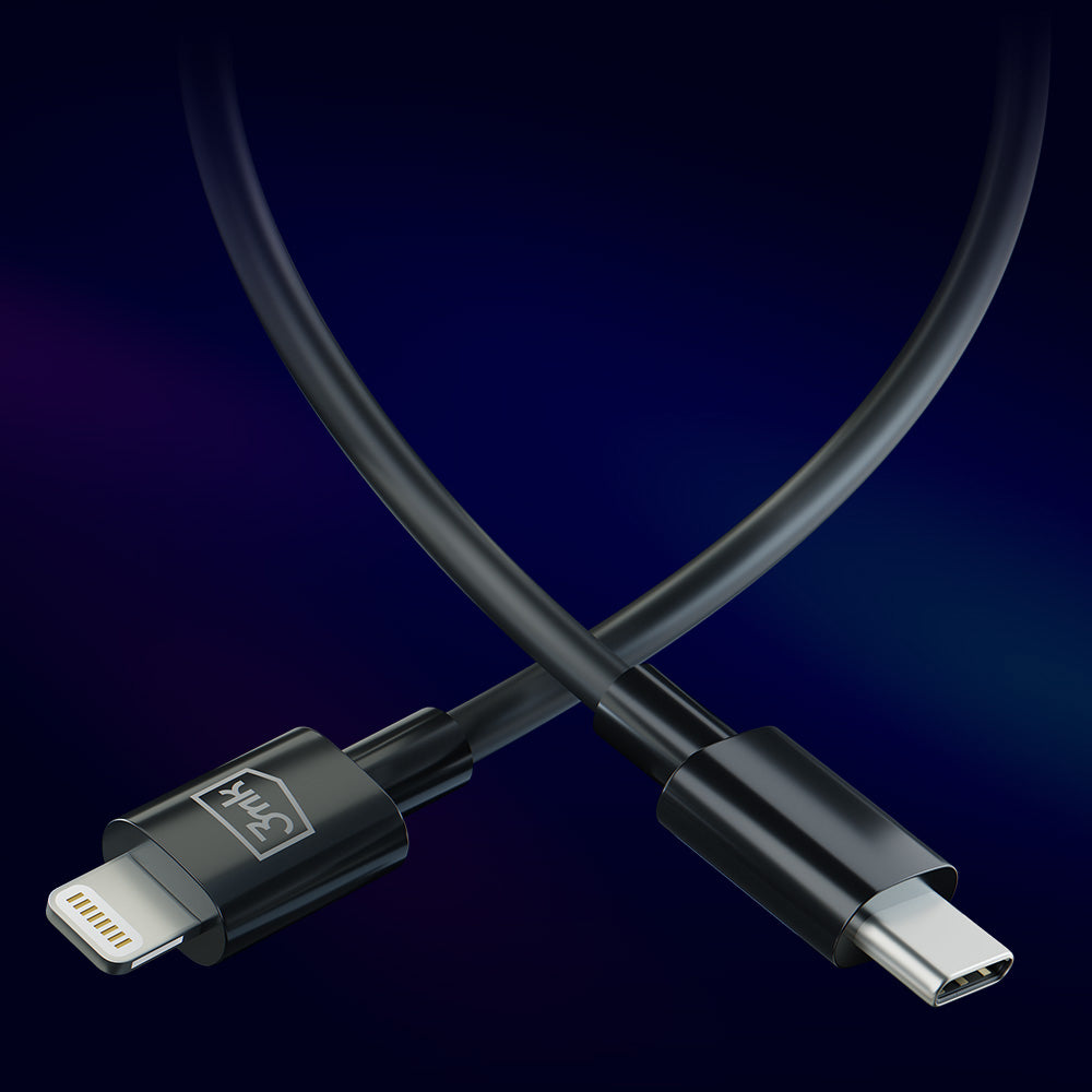 Καλώδιο Δεδομένων και Φόρτισης USB-C - Lightning 3MK Hyper, 20W, 1.2m, Μαύρο