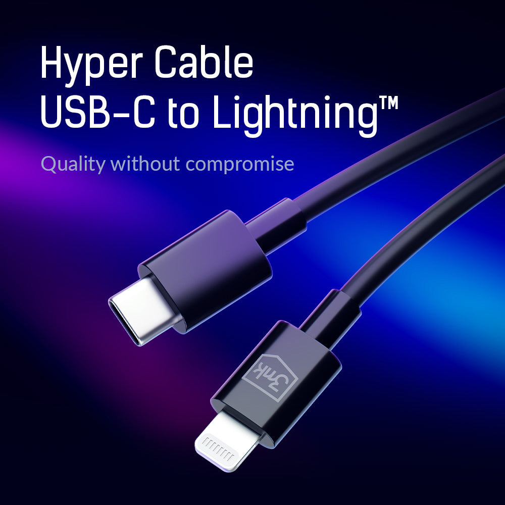 Καλώδιο Δεδομένων και Φόρτισης USB-C - Lightning 3MK Hyper, 20W, 1.2m, Μαύρο