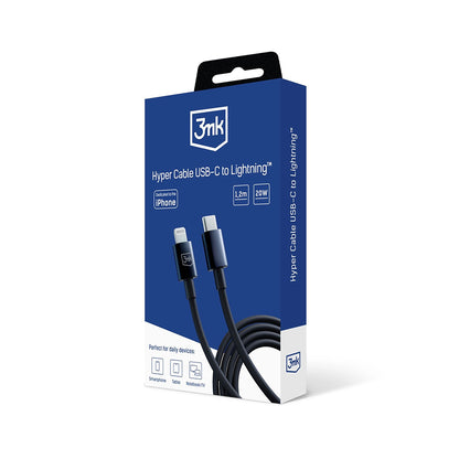 Καλώδιο Δεδομένων και Φόρτισης USB-C - Lightning 3MK Hyper, 20W, 1.2m, Μαύρο