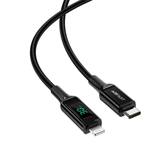USB-C to Lightning Data and Charging Cable Acefast C6-01 Display, 20W, 1.2m, Black