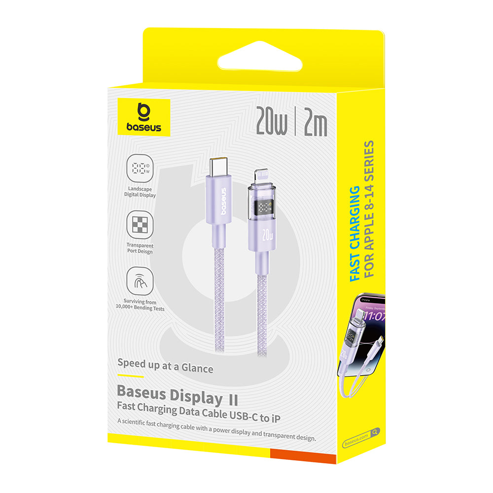 Καλώδιο Δεδομένων και Φόρτισης USB-C - Lightning Baseus Display 2, 20W, 2m, Μωβ P10382703511-01