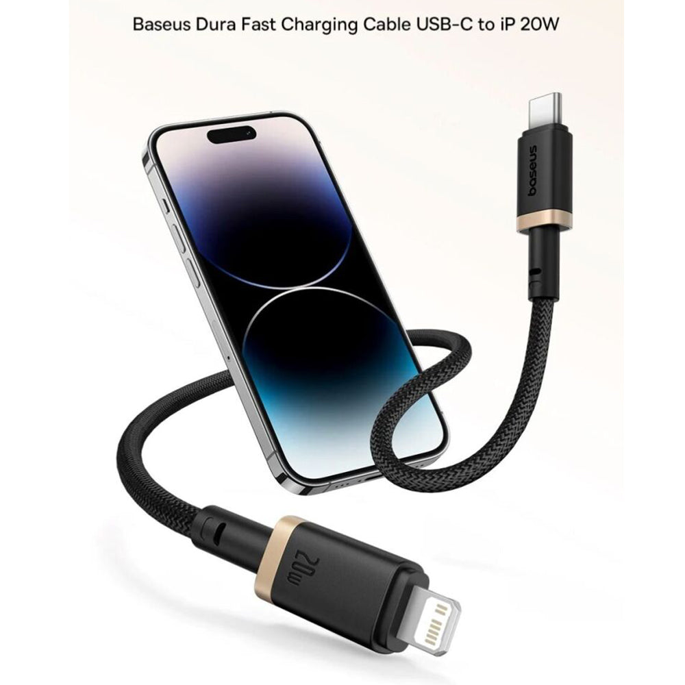 Καλώδιο Δεδομένων και Φόρτισης USB-C - Lightning Baseus Dura Series, 20W, 1m, Χρυσό Μαύρο P10377800U01-03