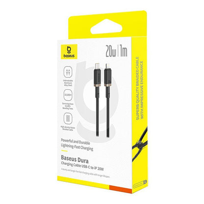 Καλώδιο Δεδομένων και Φόρτισης USB-C - Lightning Baseus Dura Series, 20W, 1m, Χρυσό Μαύρο P10377800U01-03