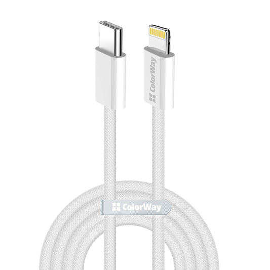 Καλώδιο Δεδομένων και Φόρτισης USB-C - Lightning ColorWay CW-CBPDCL061, 27W, 1m, Γκρι
