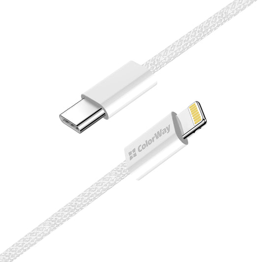 Καλώδιο Δεδομένων και Φόρτισης USB-C - Lightning ColorWay CW-CBPDCL061, 27W, 1m, Γκρι