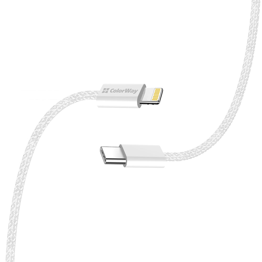 Καλώδιο Δεδομένων και Φόρτισης USB-C - Lightning ColorWay CW-CBPDCL061, 27W, 1m, Γκρι