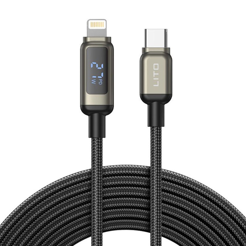 USB-C to Lightning Data and Charging Cable Lito LD15 Display, 27W, 1m, Black