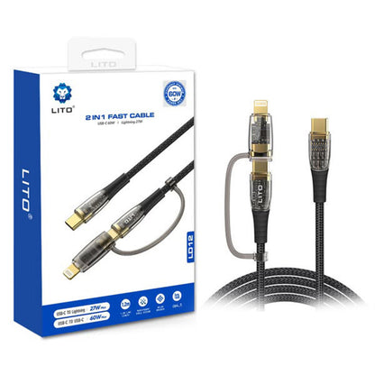 Καλώδιο Δεδομένων και Φόρτισης USB-C - Lightning / USB-C Lito LD12, 60W, 1.2m, Μαύρο